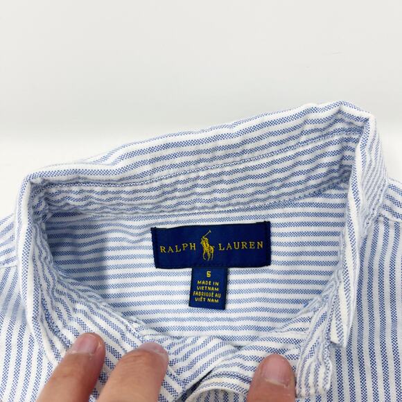 Ralph Lauren Boys Bundle of 2 Size 5 Button Down Shirts Blue White Striped Pink - Picture 6 of 12